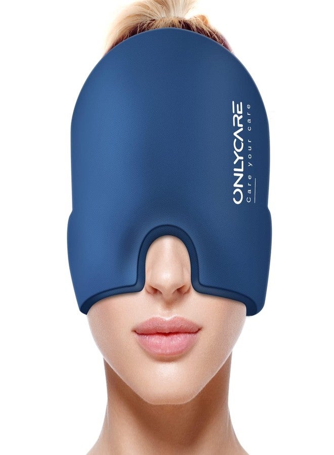 ONLYCARE Migraine Relief Cap,Soothing Migraine Mask,Upgraded Odorless Gel Ice Head Wrap, Hot and Cold Therapy, FSA or HSA Eligible Headache Ice Pack for Tension and Stress (Blue) - Image 1